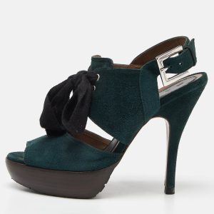 Marni Green Suede Peep Toe Slingback Sandals Size 36, Sandals - Luxury Closet catalog