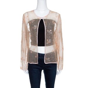 Mary Katrantzou Beige Floral Glitter Embellished Tulle Jacket M, Coats & Jackets - Luxury Closet catalog