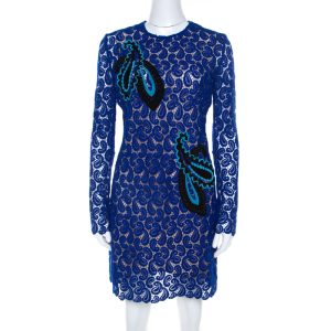 Mary Katrantzou Cobalt Blue Paisley Macrame Lace Overlay Geri Shift Dress M, Dresses - Luxury Closet catalog