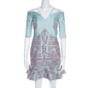 Mary Katrantzou Mint Blue Jacquard and Glitter De Beau Cocktail Dress M, Dresses - Luxury Closet catalog
