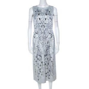 Matthew Williamson Grey Floral Print Cotton Blend Sleeveless Dress M, Dresses - Luxury Closet catalog