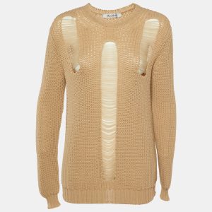 Max Mara Sfilata Beige Nylon Knit Ripped Sweater M, Sweaters & Cardigans - Luxury Closet catalog