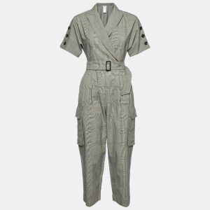 Max Mara Grey Check Virgin Wool Belted Jumpsuit S, Suits - Luxury Closet catalog