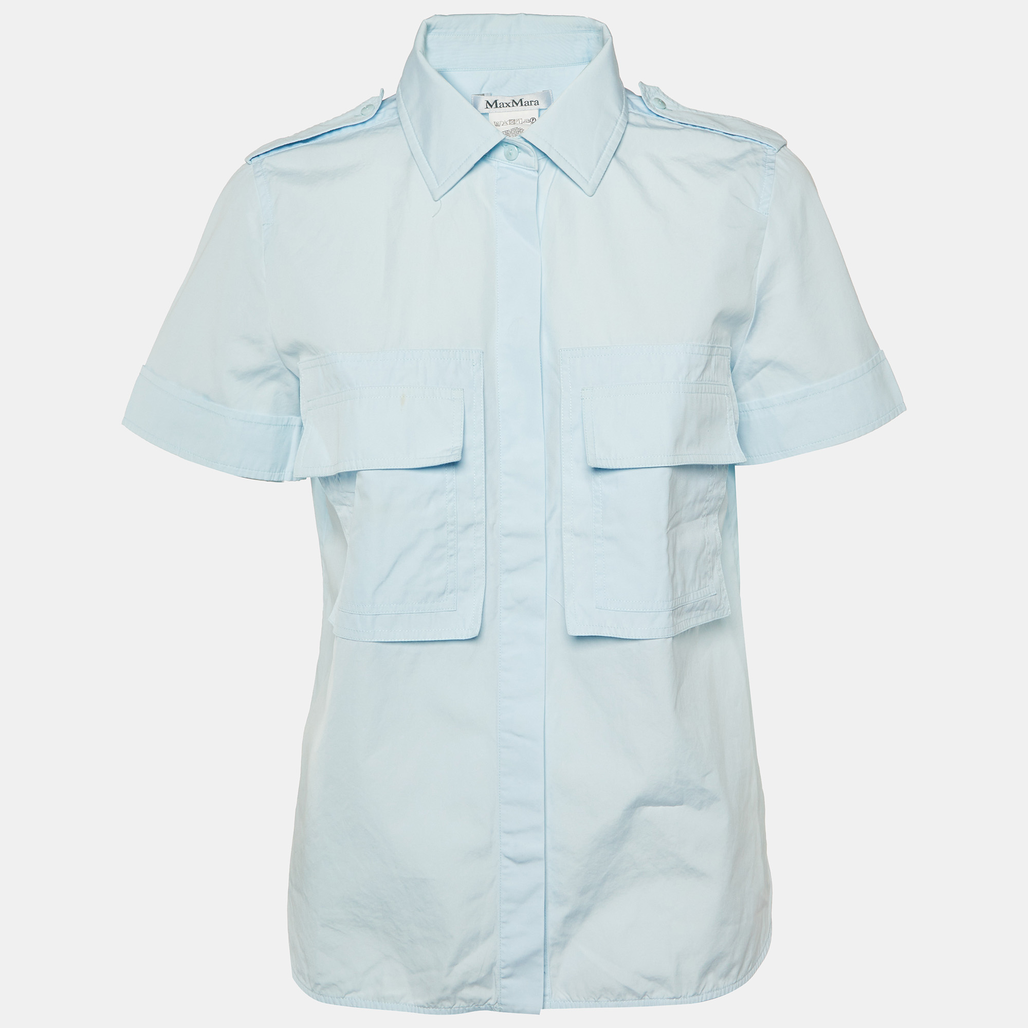 Max Mara Blue Cotton Short Sleeve Shirt M, Shirts & Tops - Luxury Closet catalog