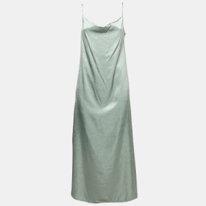 Max Mara Leisure Metallic Grey Satin Strappy Maxi Dress M, Dresses - Luxury Closet catalog