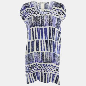 Max Mara Navy Blue & White Printed Silk Tunic S, Shirts & Tops - Luxury Closet catalog
