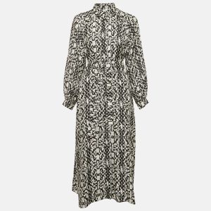 Max Mara Black Printed Silk Belted Alpe Midi Dress M, Dresses - Luxury Closet catalog