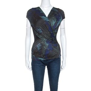 Max Mara Multicolor Printed Stretch Knit Wrap Top M, Shirts & Tops - Luxury Closet catalog