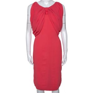 Max Mara Coral Pink Stretch Crepe Draped Sheath Dress L, Dresses - Luxury Closet catalog