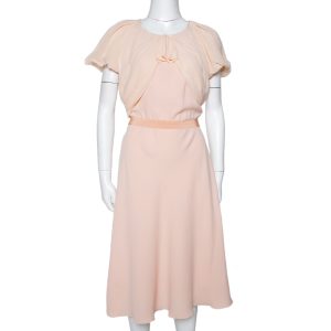 Max Mara Light Orange Crepe Gathered Bow Detail Midi Dress L, Dresses - Luxury Closet catalog