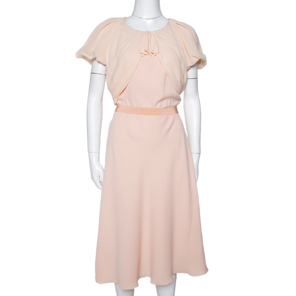 Max Mara Light Orange Crepe Gathered Bow Detail Midi Dress L, Dresses - Luxury Closet catalog