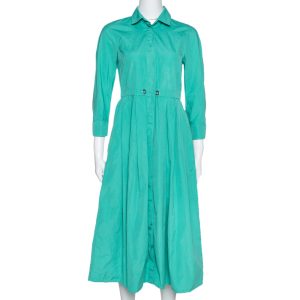 Max Mara Green Cotton Button Front Shirt Dress S, Dresses - Luxury Closet catalog