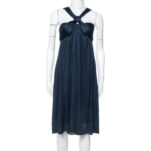 Max Mara Midnight Blue Silk Jersey Halter Neck Dress M, Dresses - Luxury Closet catalog