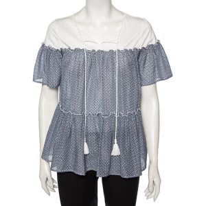 Max Mara Blue Printed Cotton Tie Neck Detail Tunic M, Shirts & Tops - Luxury Closet catalog