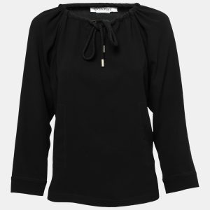 Max Mara Black Crepe Drawstring Detail Pocketed Blouse M, Shirts & Tops - Luxury Closet catalog