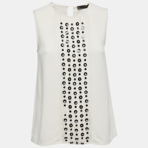 Max Mara Cream Embellished Crepe Sleeveless Top S, Shirts & Tops - Luxury Closet catalog