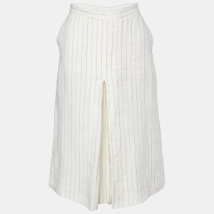 Max Mara Off White Striped Linen Pleated Culottes M, Clothing - Luxury Closet catalog