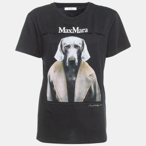 Max Mara Black Dog Print Cotton T-Shirt XL, Shirts & Tops - Luxury Closet catalog