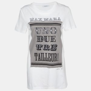 Max Mara White Logo Print Cotton Crew Neck T-Shirt S, Shirts & Tops - Luxury Closet catalog