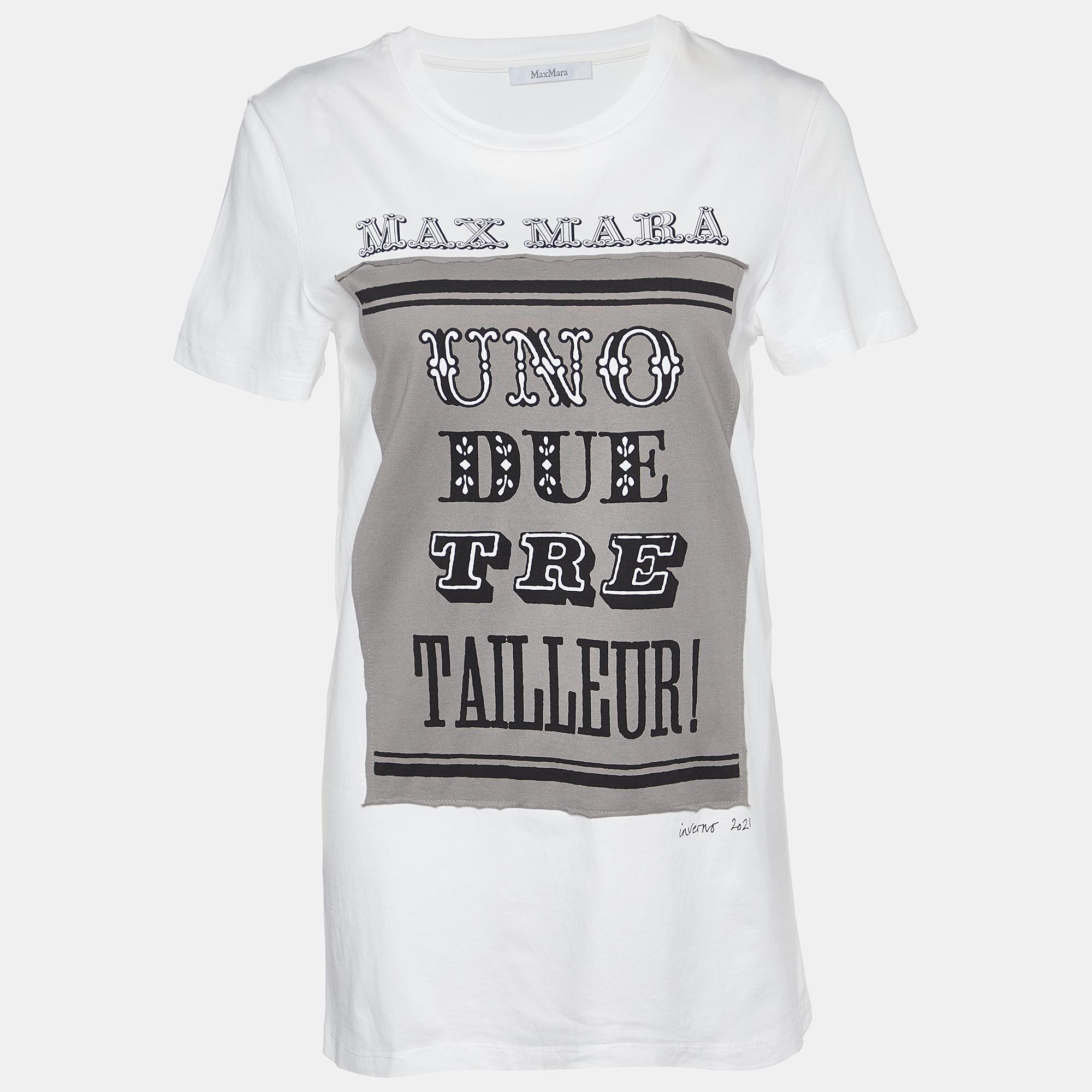 Max Mara White Logo Print Cotton Crew Neck T-Shirt S, Shirts & Tops - Luxury Closet catalog