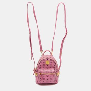 MCM Pink Visetos Coated Canvas and Leather Mini Studded Stark Bebe Boo Backpack, Backpacks - Luxury Closet catalog