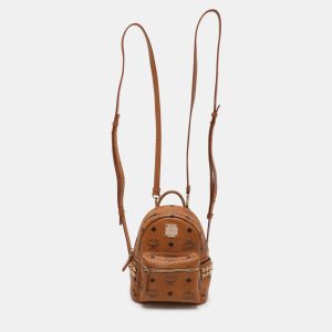 MCM Tan Cognac Visetos Coated Canvas and Leather Mini Stark Backpack, Backpacks - Luxury Closet catalog