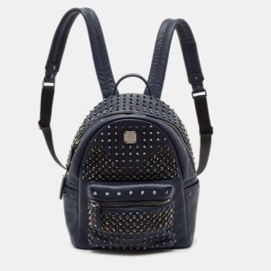 MCM Navy Blue Leather Diamond Studs Stark Backpack, Backpacks - Luxury Closet catalog