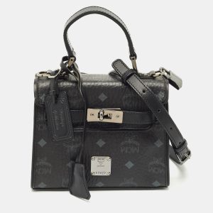 MCM Black Visetos Coated Canvas and Leather Mini Heritage Top Handle Bag, Satchels - Luxury Closet catalog