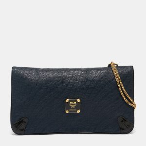 MCM Navy Blue/Brown Coated Raffia and Patent Leather Flap Shoulder Bag, Shoulder Bags - Luxury Closet catalog