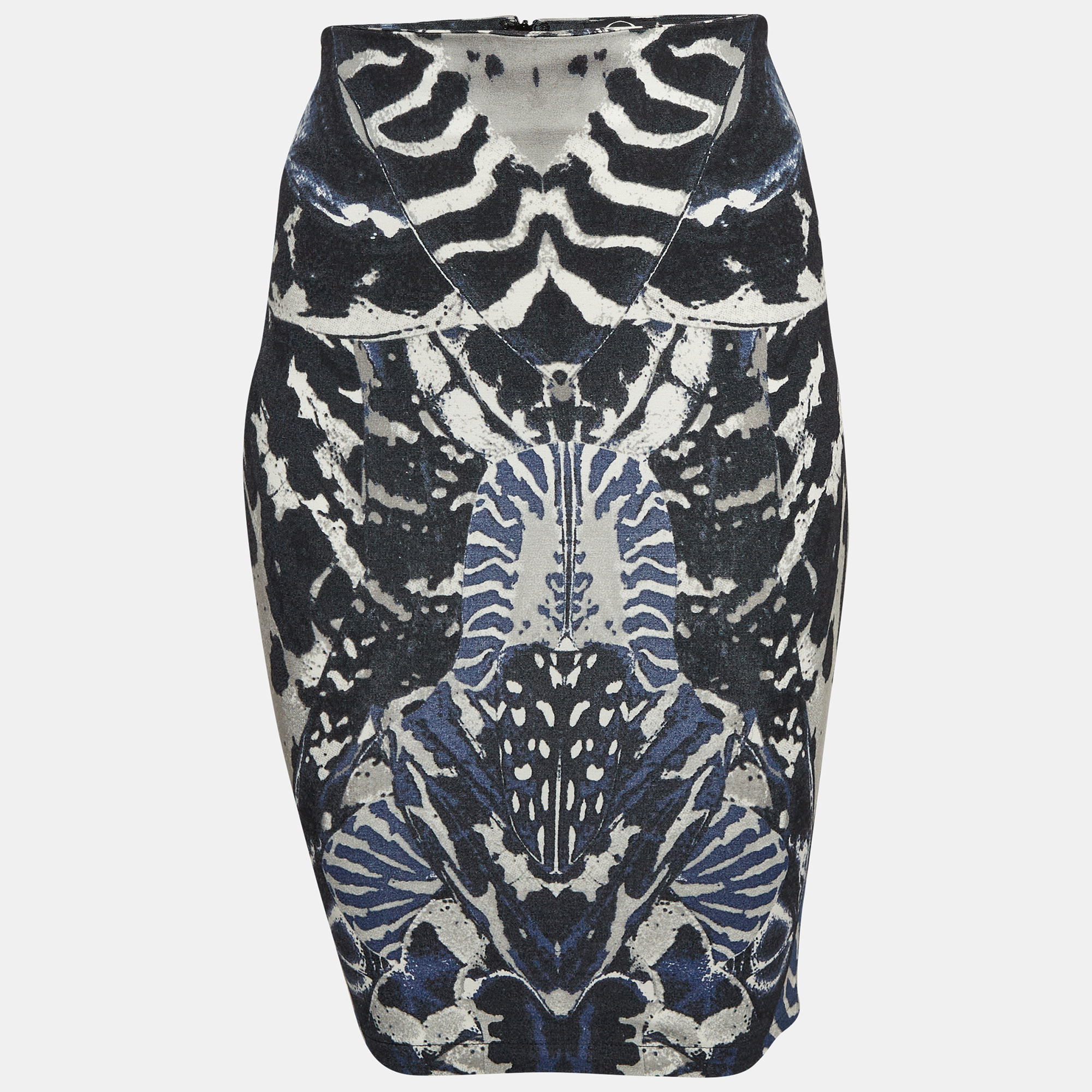 McQ by Alexander McQueen Blue Beetle Print Crepe Pencil Skirt XS, Skirts - Luxury Closet catalog