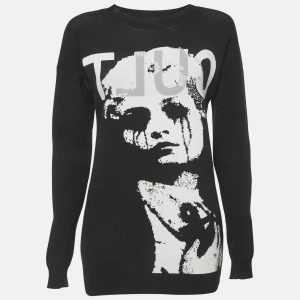 McQ by Alexander McQueen Black Face Intarsia Cotton Knit Sweatshirt M, Sweaters & Cardigans - Luxury Closet catalog