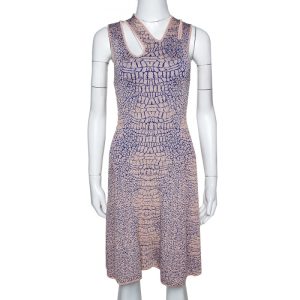 McQ by Alexander McQueen Pink and Blue Crocodile Patterned Jacquard Fit and Flare Dress XS, Dresses - Luxury Closet catalog