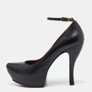 McQ by Alexander McQueen Black Leather Burlesque Ankle Strap Platform Pumps Size 38, Pumps - Luxury Closet catalog