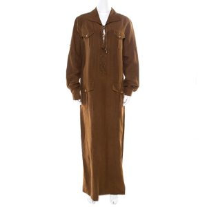 Micahel Kors Pecan Brown Linen Silk Lace Up Safari Dress L, Dresses - Luxury Closet catalog