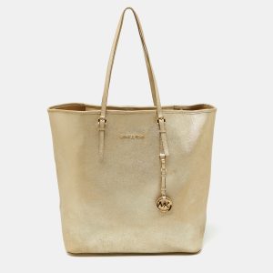 Michael Kors Gold Leather Jet Set Travel Shopper Tote, Tote Handbags - Luxury Closet catalog