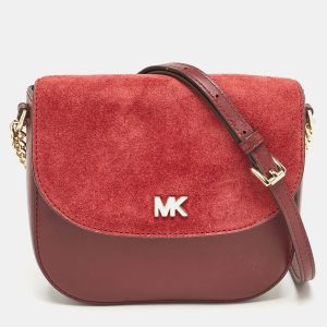 Michael Kors Burgundy Leather and Suede Half Dome Crossbody Bag, Handbags - Luxury Closet catalog
