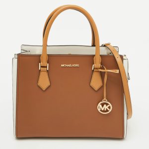 Michael Kors Brown/White Leather Large Hope Tote, Tote Handbags - Luxury Closet catalog