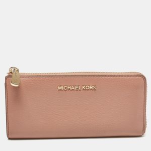 Michael Kors Dusty Pink Leather Jet Set Three Quarter Zip Around Wallet, Wallets & Money Clips - Luxury Closet catalog