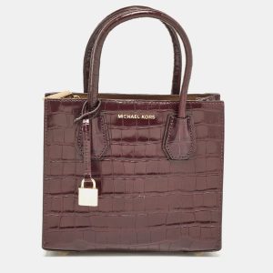 Michael Kors Burgundy Croc Embossed Leather Mini Mercer Tote, Tote Handbags - Luxury Closet catalog