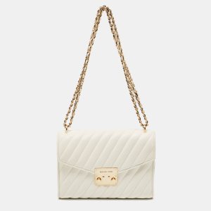 Michael Kors White Quilted Leather Medium Rose Shoulder Bag, Shoulder Bags - Luxury Closet catalog