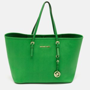Michael Kors Green Leather Large Jet Set Travel Tote, Tote Handbags - Luxury Closet catalog