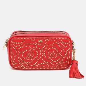 Michael Kors Red Leather Rose Studded Crossbody Bag, Handbags - Luxury Closet catalog