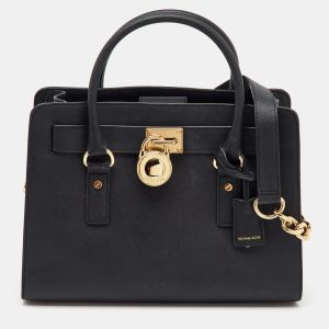 Michael Kors Black Saffiano Leather Medium Hamilton Tote, Tote Handbags - Luxury Closet catalog