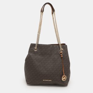 Michael Kors Brown Coated Canvas Jet Set Tote, Tote Handbags - Luxury Closet catalog