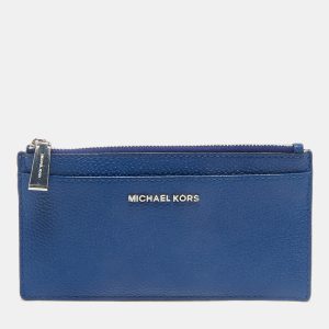 Michael Kors Blue Leather Zip Card Case, Wallets & Money Clips - Luxury Closet catalog