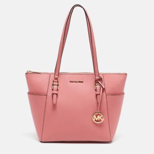 Michael Kors Pink Leather Charlotte Top Zip Tote, Tote Handbags - Luxury Closet catalog
