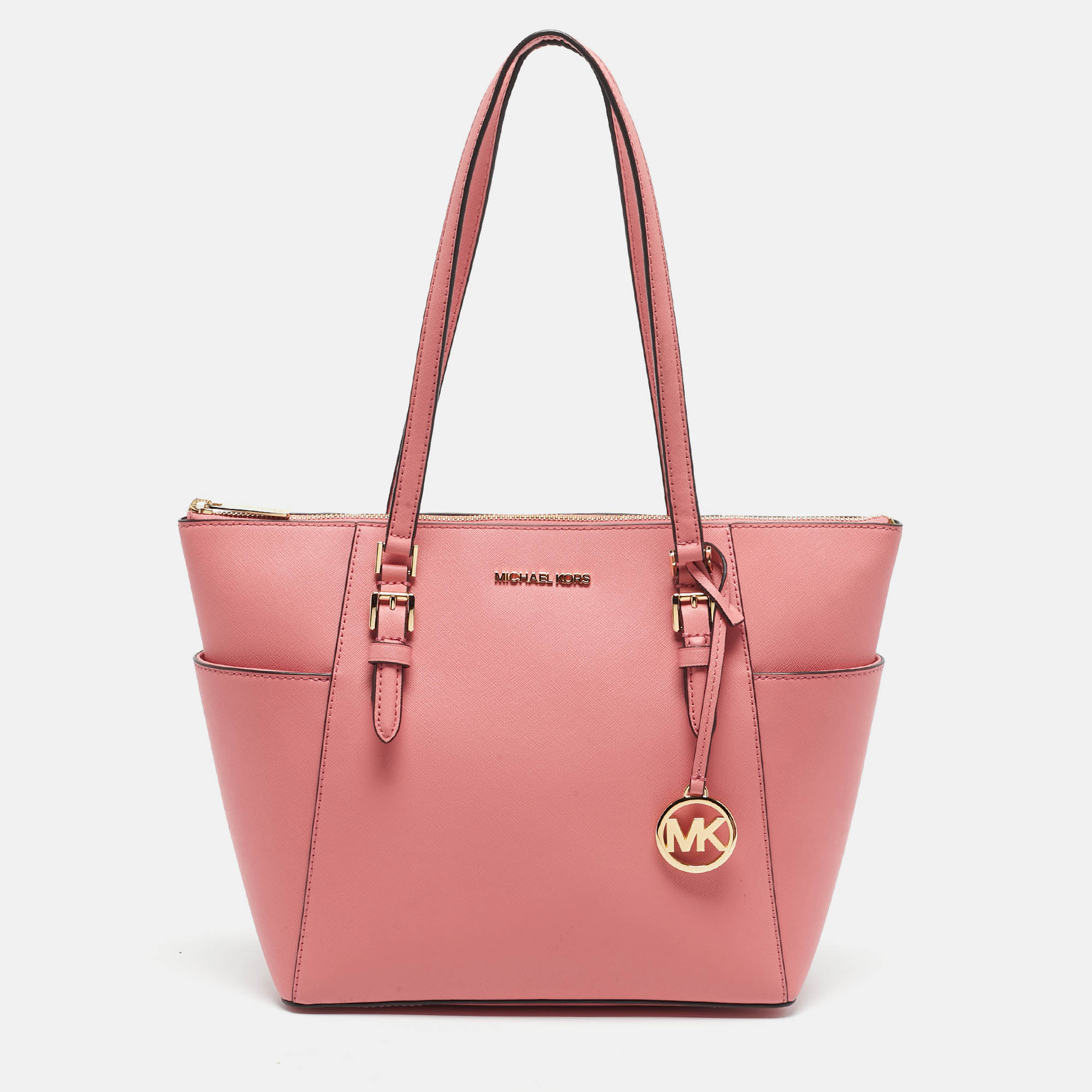 Michael Kors Pink Leather Charlotte Top Zip Tote, Tote Handbags - Luxury Closet catalog
