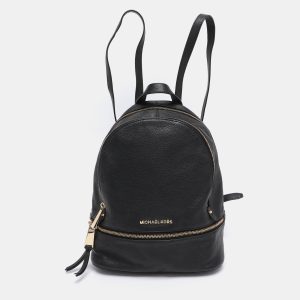 Michael Kors Black Leather Small Rhea Backpack, Backpacks - Luxury Closet catalog