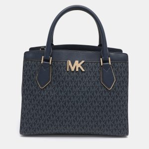 Michael Kors Blue Coated Canvas and Leather Large Mott Tote, Tote Handbags - Luxury Closet catalog