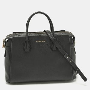 Michael Kors Black Leather Large Mercer Belted Satchel, Satchels - Luxury Closet catalog